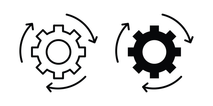 Implementation icon set. Black vector symbols