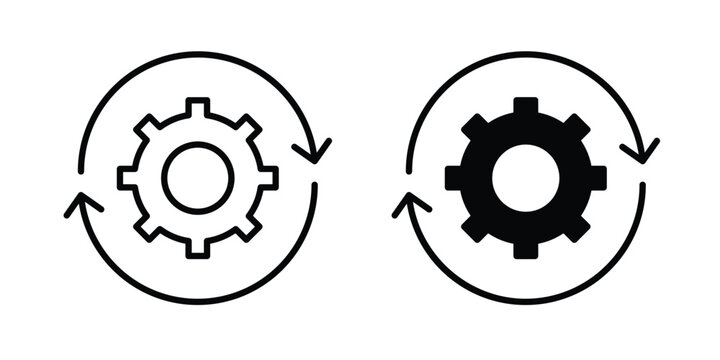 Implementation icon set. Black vector symbols