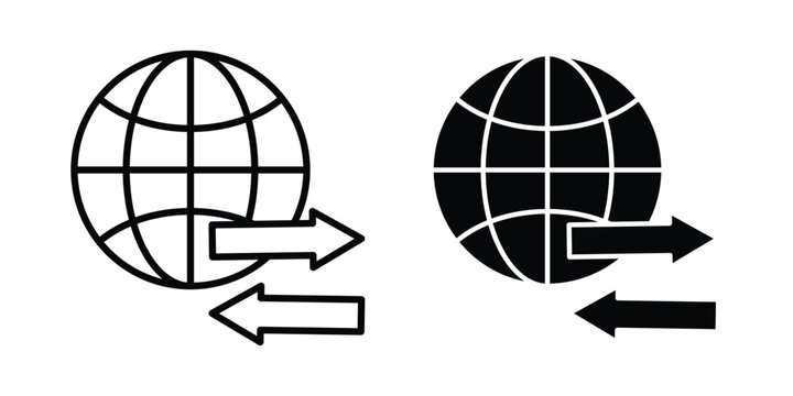Import and export icon set. Black vector symbols