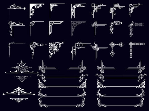 Ornament frame corner shape, tittle shape with various style 