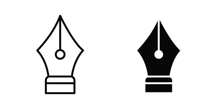 Ink pen icon set. Black vector symbols