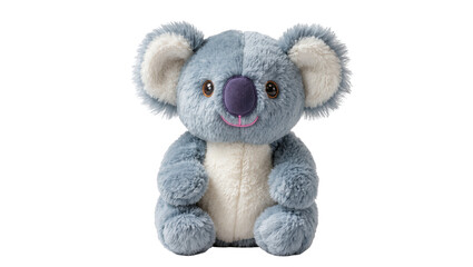 Fluffy blue koala teddy bear with purple nose, isolated on transparent background © Elena