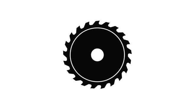 Circular saw blade silhouette on a white background high quality