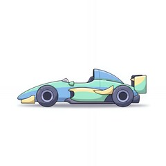 Obraz premium This is an image showing a blue and yellow race car