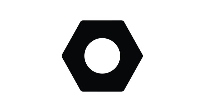 Hex nut silhouette on a white background silhouette high quality