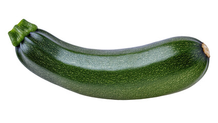 Dark green zucchini with textured skin, isolated on transparent background