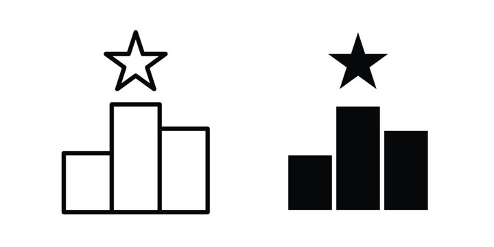 Podium icon set. Black vector symbols