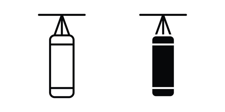 Punching bag icon set. Black vector symbols