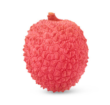 Whole red lychee isolated on white.