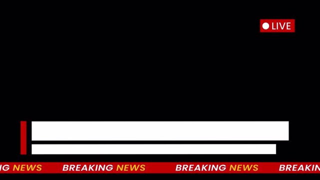 Breaking News Lower Third Banner with Red Live Indicator and Scrolling Ticker for Broadcast Journalism 4k video animation seamless loop