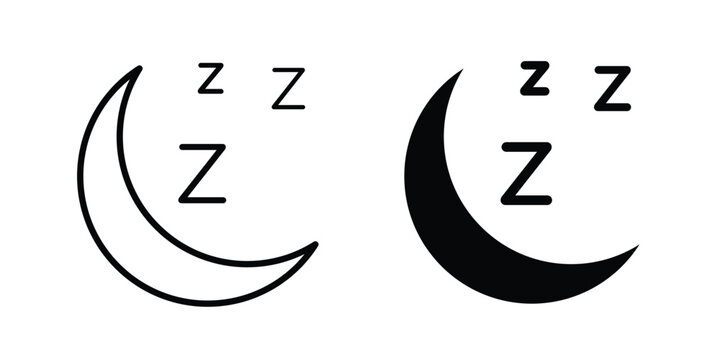 Sleep icon set. Black vector symbols