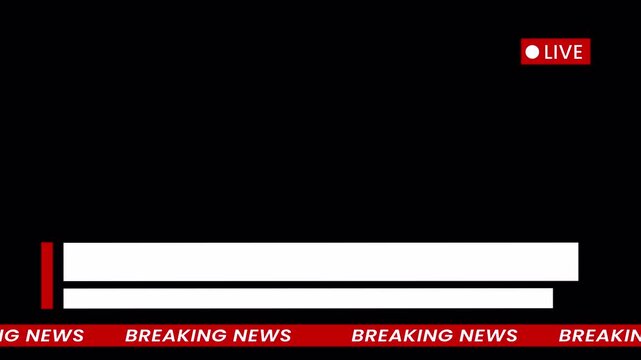Breaking News Lower Third Banner with Live Badge and Scrolling Ticker for Television Media Broadcast 4k video animation seamless loop
