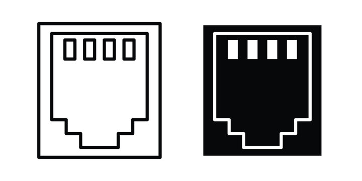 TCP icon set. Black vector symbols
