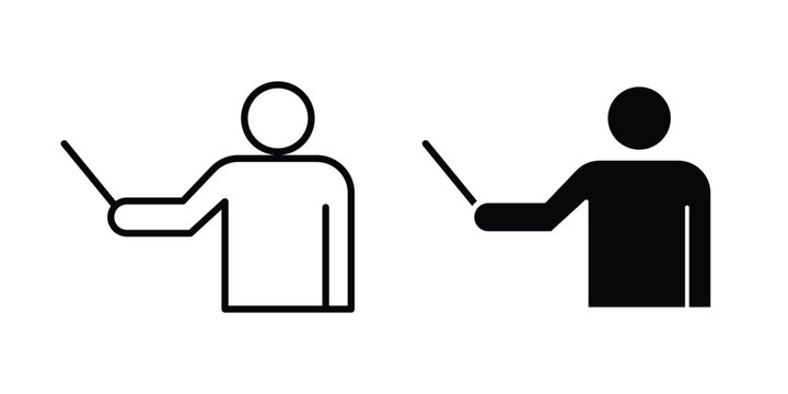 Teaching icon set. Black vector symbols