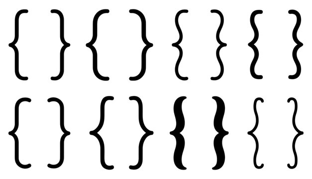 text bracket typography icon set