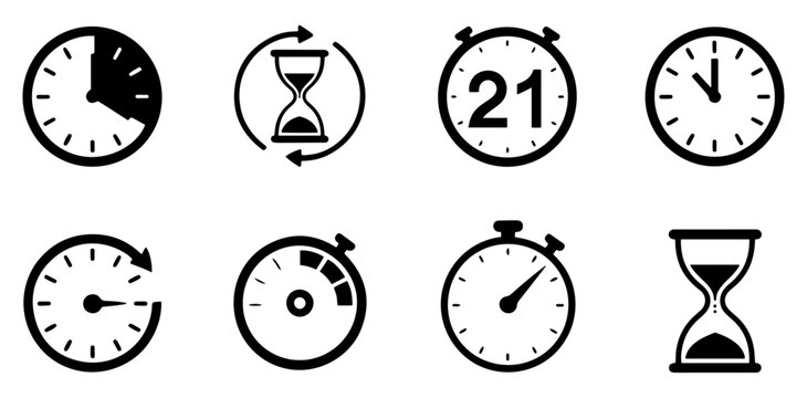 timer icon set countdown stopwatch clock symbol
