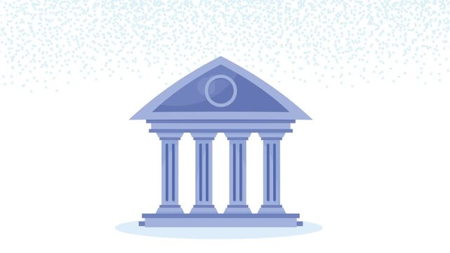 Coin falling into bank building, representing financial transaction, investment, banking services, and economic growth concept.
