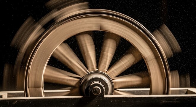 Wooden wheel rotating motion