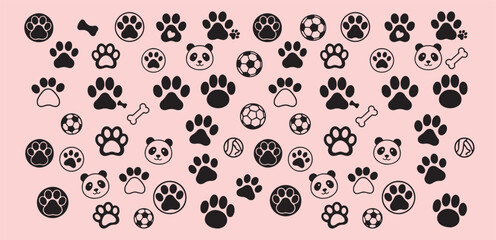 Fototapeta premium Seamless abstract pattern with numbers and circles featuring soccer football sports and animal icons in vector illustration design