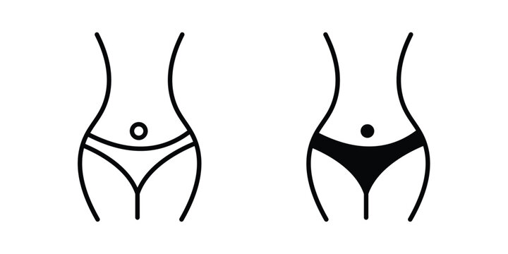 Weight loss icon set. Black vector symbols