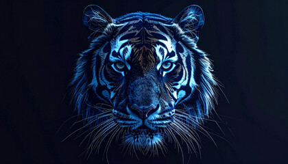Obraz premium Tiger head illuminated art