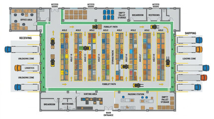 Detailed architectural floor plan of a modern supermarket layout. © Diro