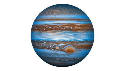 Swirling blue and brown banded planet Jupiter with Great Red Spot, isolated on transparent background © Emilija