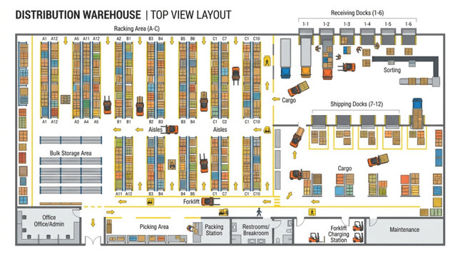 Distribution Warehouse Top View Layout Plan.