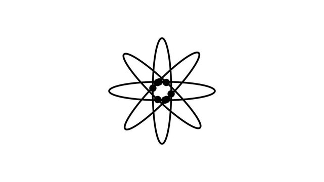 Antioxidant icon, Atom line icon for science, physics, and atomic research concept. Atomic structure animation with orbiting electrons.