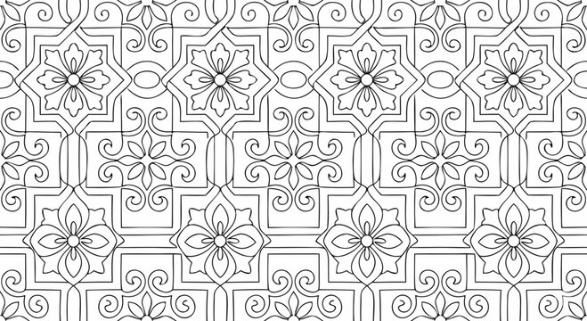 Victorian tile black and white encaustic floor pattern