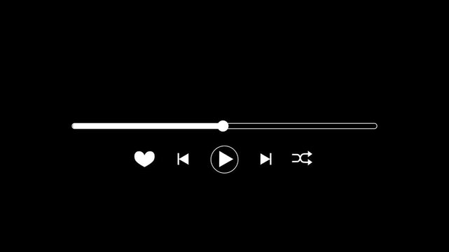 Screen media player. Video time line bar moving with track on transparent background, Digital Video player template animation background.