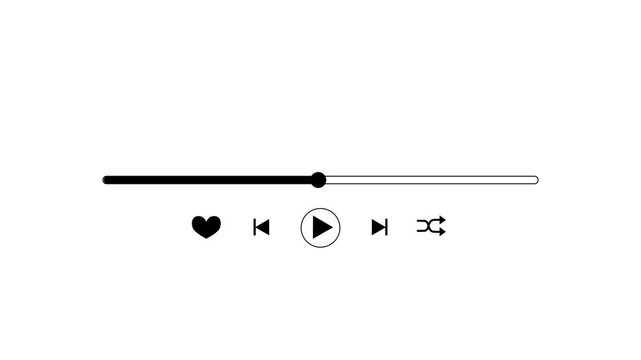 Screen media player. Video time line bar moving with track on transparent background, Digital Video player template animation background.