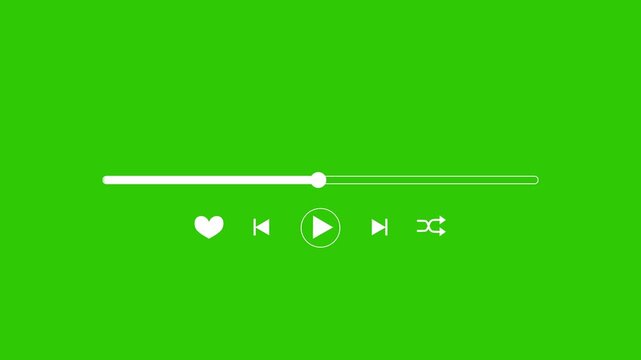 Screen media player. Video time line bar moving with track on transparent background, Digital Video player template animation background.