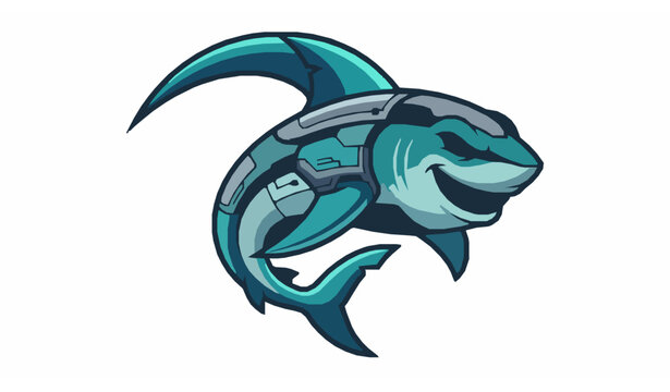 Dynamic cartoon shark mascot vector for esports gaming logo with playful modern character design