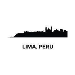 Naklejka premium Lima Peru Skyline Silhouette on White Background