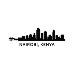 Obraz premium Nairobi skyline silhouette against a white background