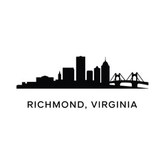 Obraz premium Richmond Virginia Skyline Silhouette on White Background