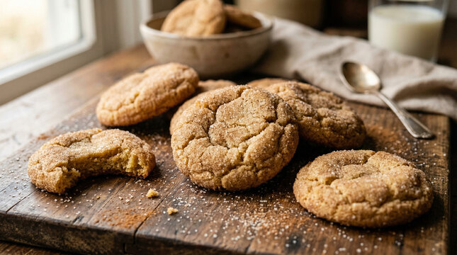 snickerdoodle cookies with crackled sugar texture
