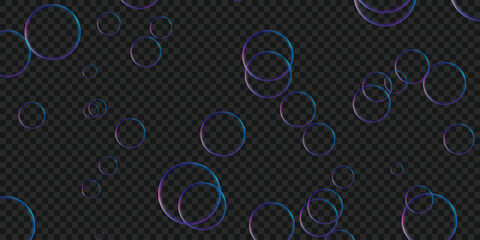 Glowing blue and purple bubbles on transparent background © JALAL UDDIN