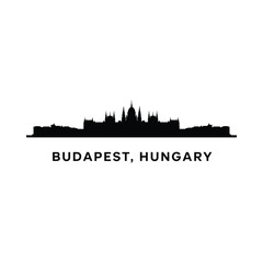 Obraz premium Budapest skyline silhouette on white background with city name
