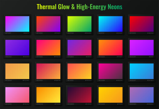 Thermal Glow Gradient Collection: 20 High-Energy Neon Swatches and Vibrating Color Palettes Set