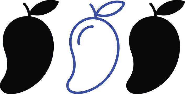 Illustration showing a mangos outline and tracing of its shape in blue