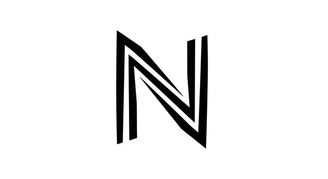 Abstract Letter N Logo Design with Dynamic Brush Stroke Style