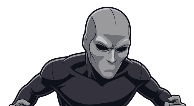 Mysterious Alien Figure in Dark Suit, Sci-Fi Character Concept