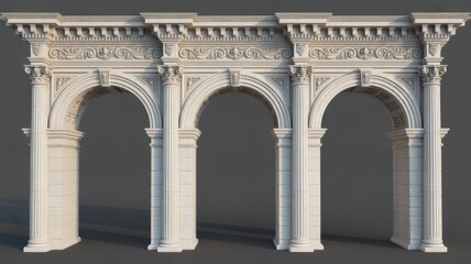 Obraz premium Classical stone triumphal arch structure with three arches and Corinthian columns
