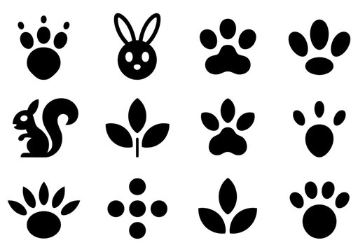 Vector of animal tracks and wildlife icons