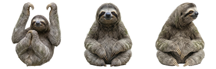 Fototapeta premium Cute Two-Toed Sloth PNG Cutout - Isolated on Transparent Background. A Charming Animal Portrait, Perfect for Design Elements. Digital Art, Wildlife Illustration.