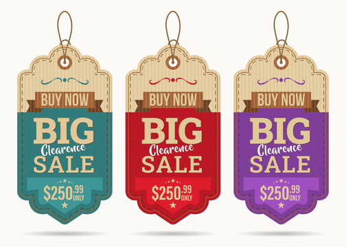 Big Clearance Sale Price Tags Set, Price Tag Special Offer Template Set, and Sale Labels