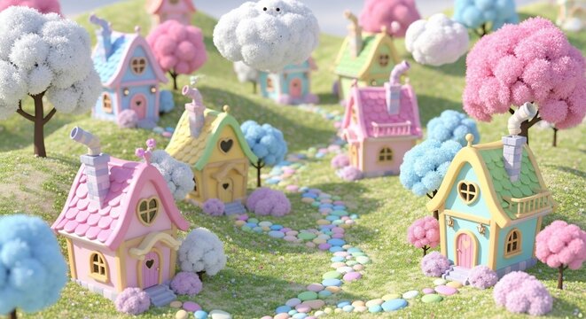 Cartoon village illustration