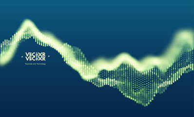 Naklejka premium Dynamic particles. Abstract wave background. Big data statistics. Peaks and rises on a business chart. Market dynamics. Price movement. Illustration for brochure, poster, cover, presentation, etc.